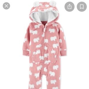 Carter's Baby Girls Polar Bear Fleece Coverall NWT